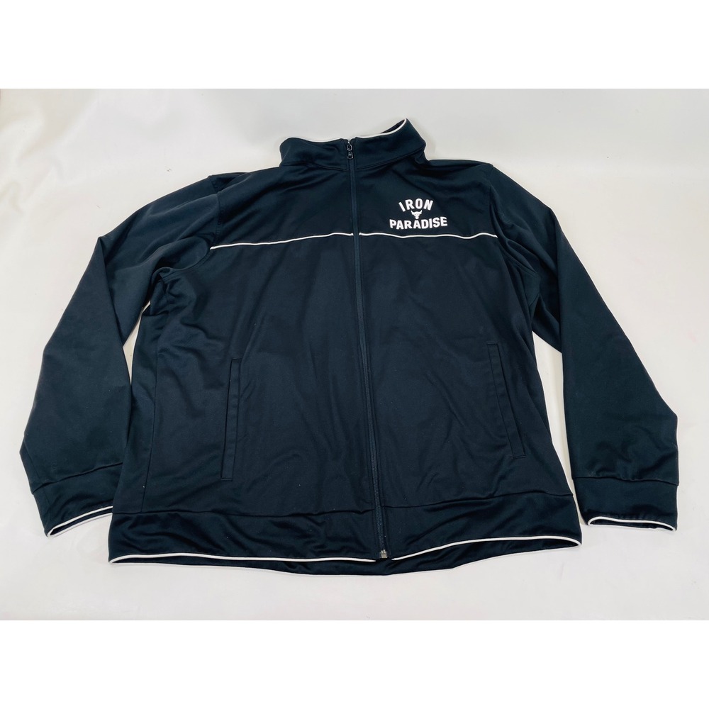 Under Armour Project Rock Iron Paradise Track Jacket Black Mens 3XL Loose Fit